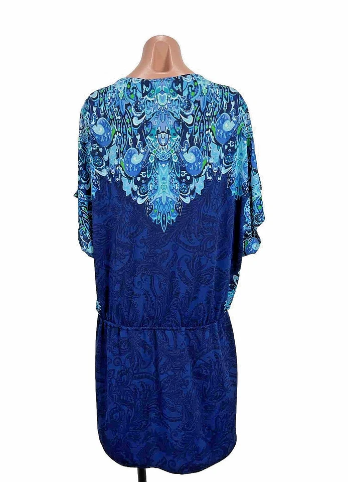 Vestido Lauren Ralph Malla Transparente Natación Cubrir Lauren Verde Azul Paisley Talla S Foto 2 de 4