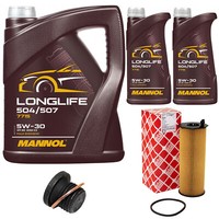 MotoröL Set Mannol 5W30 7 Liter + ÖLfilter + Schraube FüR Audi A4 Avant A5 2.7