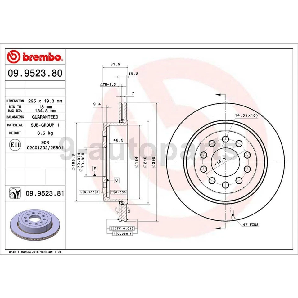 Rotores de freno traseros Brembo OE pastillas de freno de cerámica para Lincoln Town Car 2004-2011 Foto 4 de 4