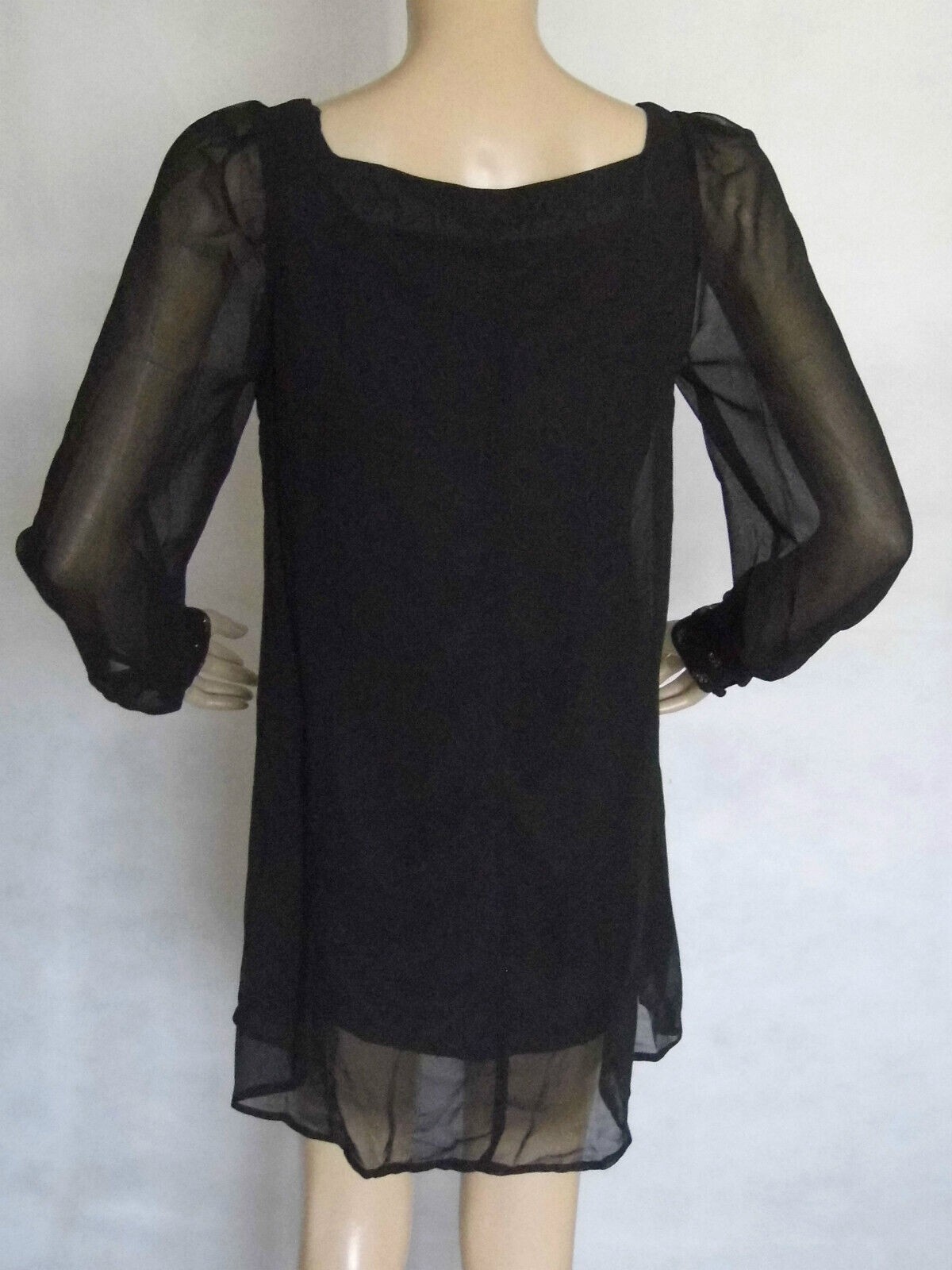 NEW AX PARIS GATSBY ART DECO BEAD EMBELLISHED BLACK SHIFT TUNIC/DRESS SIZE 8
