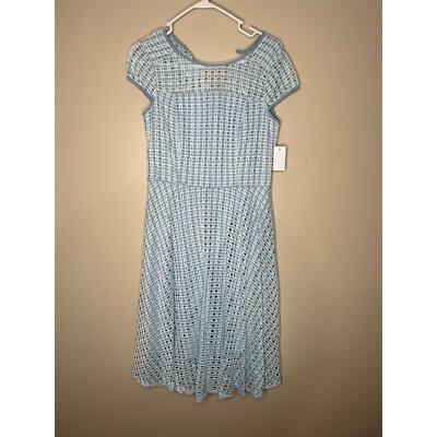 NWT Women's Size 8 Rabbit Rabbit Rabbit Designs Blue White Lace Dress Fit  Flare | eBay
