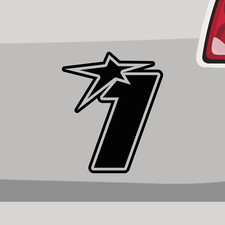 Startnummer 1 Aufkleber Stern Race Win Sticker Kleber Auto Motorrad Fahrrad Sieg