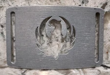 GRIP6 BELT BUCKLE - RUGER GUN MANUFACTURE LOGO - RAW ALUMINIUM - 1.5 INCH WIDE