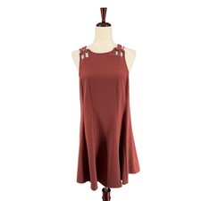 Free People Baby Love Trapeze Rust Mini Swing Dress Womens S Back Cut Out
