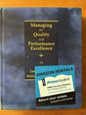 Managing for Quality and Performance Excellence Hardcover- Very Good