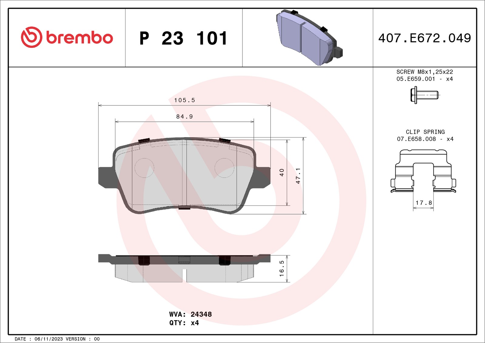 Brake pads P 23 101 BREMBO for FIAT CROMA CROMA Estate Van - Image 10