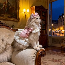 Cute Pet Cat Dress For Spring And Summer, Dog Halter Dress, Pink Flowing Light D