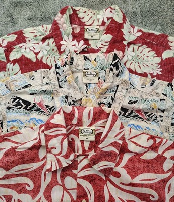 Lot of 3 Vintage Go Barefoot Reverse Print Hawaiian Shirts Mens Sz M EUC!