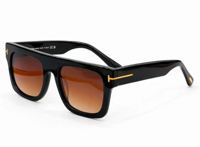 Tom Ford Fausto FT0711 Black Frame Brown Lens Sunglasses 53-20-145 New In Box