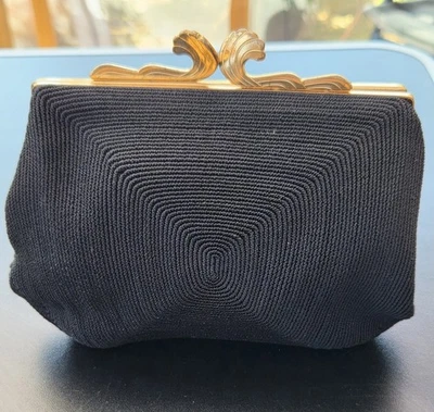 Vintage 1940s Genuine American Korday Corde Women's Black Evening Clutch Bag VGC - Image 1 of 4