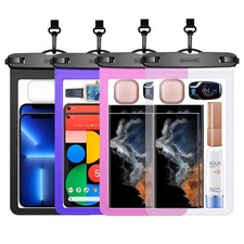 Large Waterproof Cell Phone Pouch - 4 Pack Underwater Clear Cellphone Holder ...