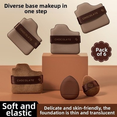 Schokoladenkeksquaste 6er Set Make-up-Puffs f��r trockene und nasse Foundation-A