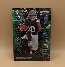 2025 Panini Prizm - Fireworks Quinshon Judkins #19 Green Ice Prizm (RC)