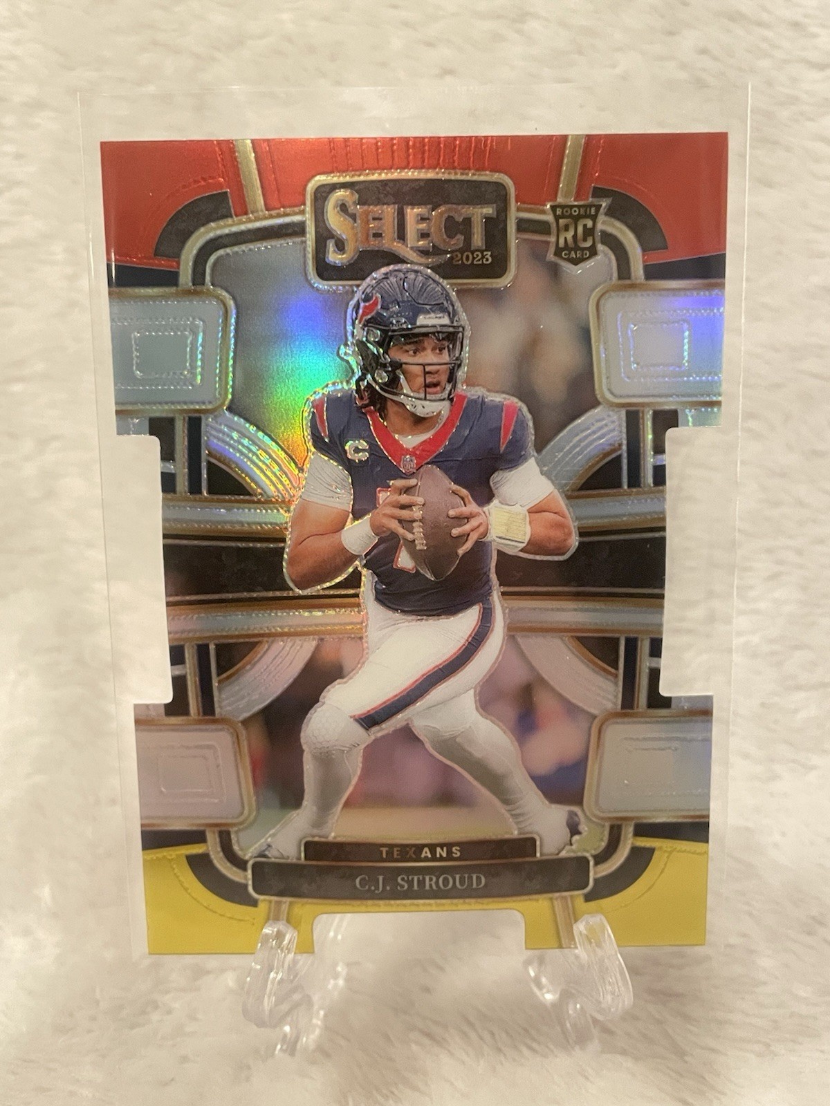2023 Panini Select - Concourse C.J. Stroud #41 Red & Yellow Prizm Die-Cut (RC)