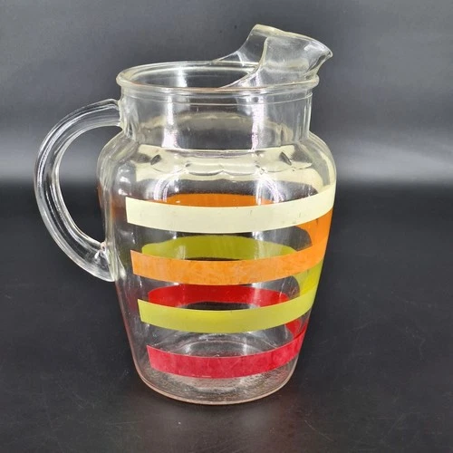 Vintage Anchor Hocking Fiesta Striped Pitcher