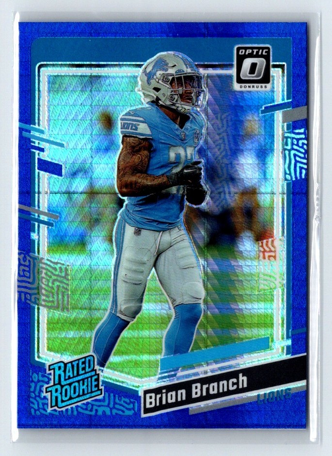 Brian Branch 2023 Panini Optic #233 Blue Hyper RC - Detroit Lions