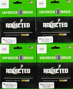 (LOT OF 4) TUF-LINE ADDICTED ENFORCER 8X BRAIDED LINE 50LB 150YD CLD GREY DR2227