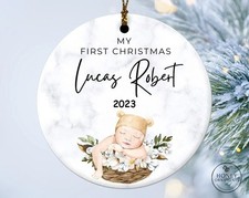 My First Christmas Ornament, Personalized Baby First Christmas Ornaments, Cus...