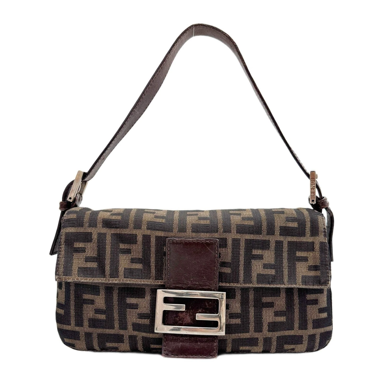 Fendi — FENDI Baguette Zucca Brown Canvas Shoulder Bag