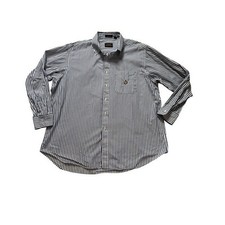 Vintage Chaps Ralph Lauren Blue White Striped Oxford Shirt XXL Preppy Heritage