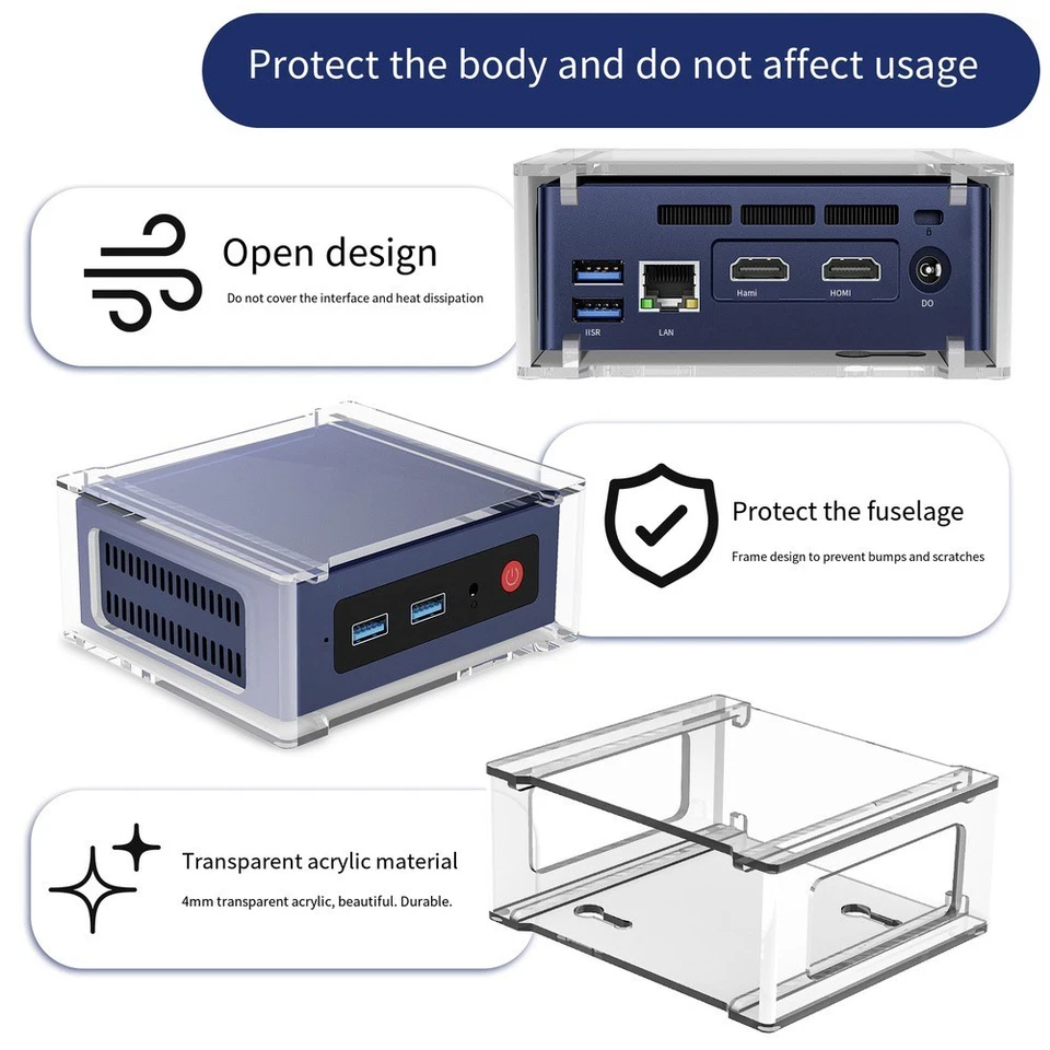 Pour Beelink S12Pro Mini PC Support Acrylique Sous Bureau Organisez Votre Espace - Photo 3/4