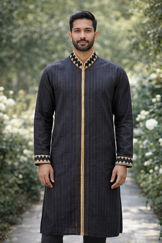 Pakistani/indian Men’s Party Wedding Wear Desi Kurta Small One Piece Black