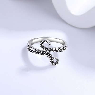 Sterling Silber 925 Damen Ring Oktopus verstellbar mit Geschenktüte Neu