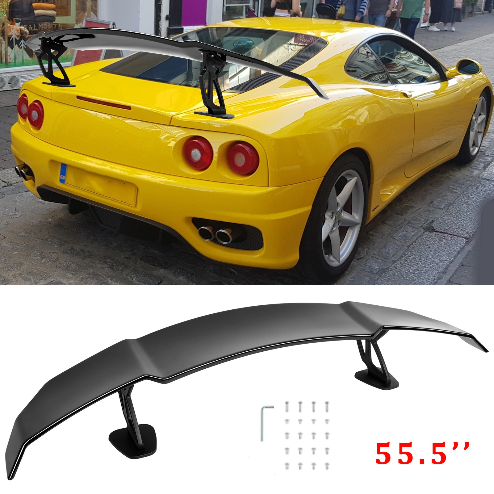 For Ferrari 360 Modena 55.5" Gloss Black GT Style Racing Rear Trunk Spoiler Wing