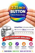 Custom 58mm - 2.25" Pinback Button Photo, Logo, or Design  Personalized Badge