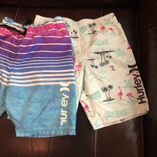 Hurley Boys Swim Trunks Drawstring Elastic Waist Boys Size 5/6 2 items pool Surf