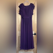 Azazie Deep Purple Ruffle Maxi Dress