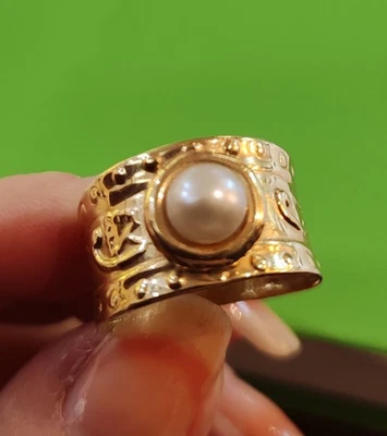 Bague or jaune 18 carats et Perle de culture - Photo 1/4