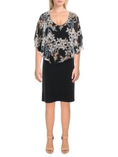 CONNECTED APPAREL Womens Black Flutter Sleeve Midi Wear To Work Sheath Dress 6