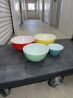 Set of 4 Vintage Pyrex Primary Colors Nesting Mixing Bowls 2/404- 1/403 - 1/401