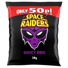 Space Raiders Saucy BBQ Crisps 36x 30g, 50p PMP