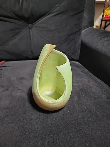 Vintage Frankoma Pottery Votive Candle Holder Green & Brown