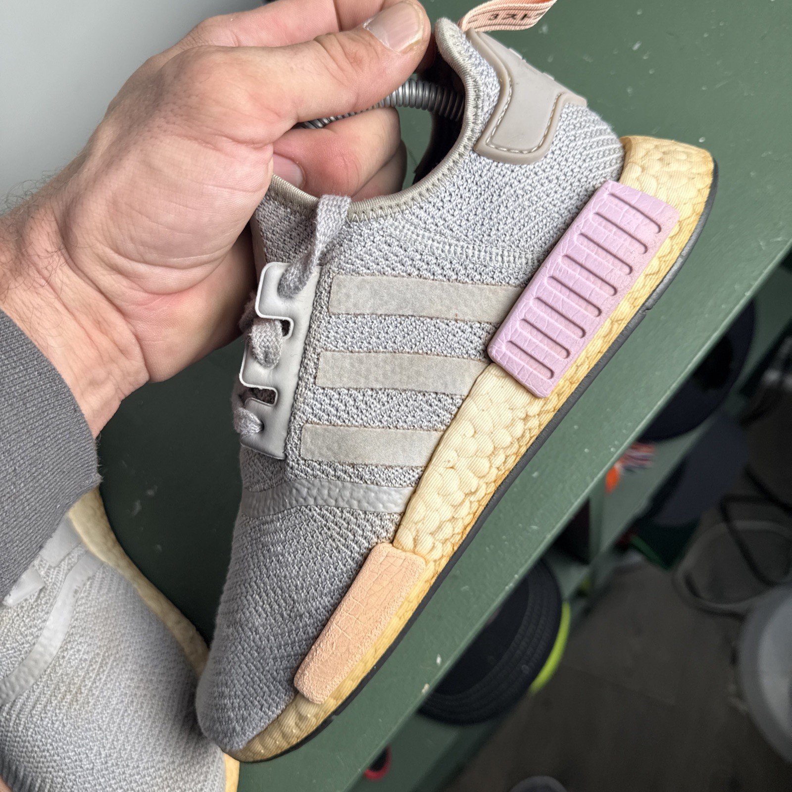 Adidas Shoes Womens 8.5 NMD R1 Running Sneaker Grey Mesh Lace Up Low Top B37647 thumbnail 6