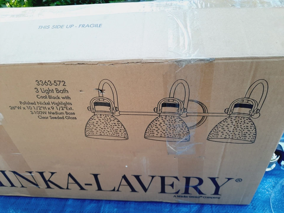 Minka Lavery Monico 3 Light 26" Wide Bathroom Vanity Light Black / Nickel *NEW* - Image 4 of 4