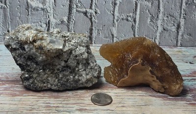 Stunning Set of 2 Mexican Specimens   Root Beer Calcite & Calcite with Pyrite