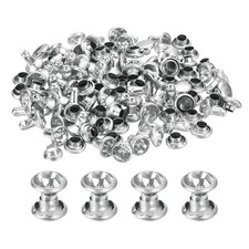 60 Sets Rhinestone Rivets 6mm Crystal Rivets Leather Rivets Silver Clear