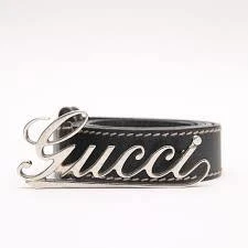 Cintura Gucci scritta logo fibbia Supreme tela nera taglia 36" 90 EU.