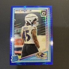 2025 Donruss Optic Mike Green Rated Rookie Blue Hyper Prizm RC #250 Ravens