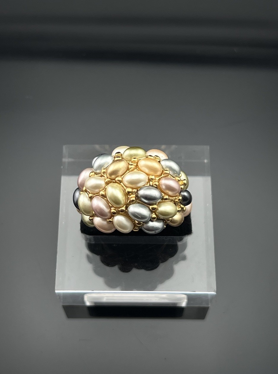Kenneth Jay Lane KJL Dome Ring Pearl Cabochons VT… - image 5