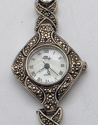 Vtg Faberge Womens Marcasite Watch 26mm Silver Tone Stretch Band New Battery Marcasite Watches - Etsy main image 4