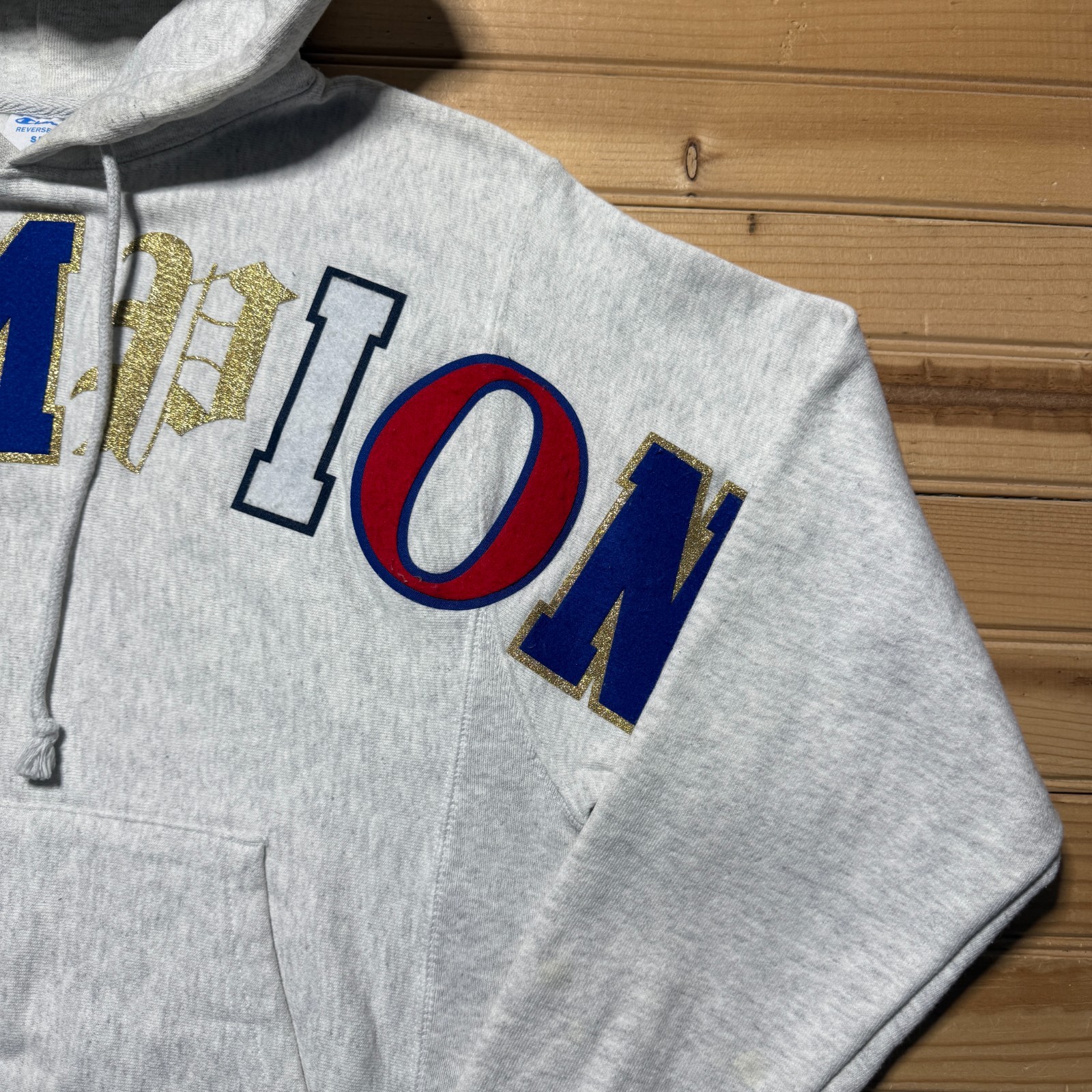 Champion Reverse Weave Patchwork Logo Heather Fle… - image 5