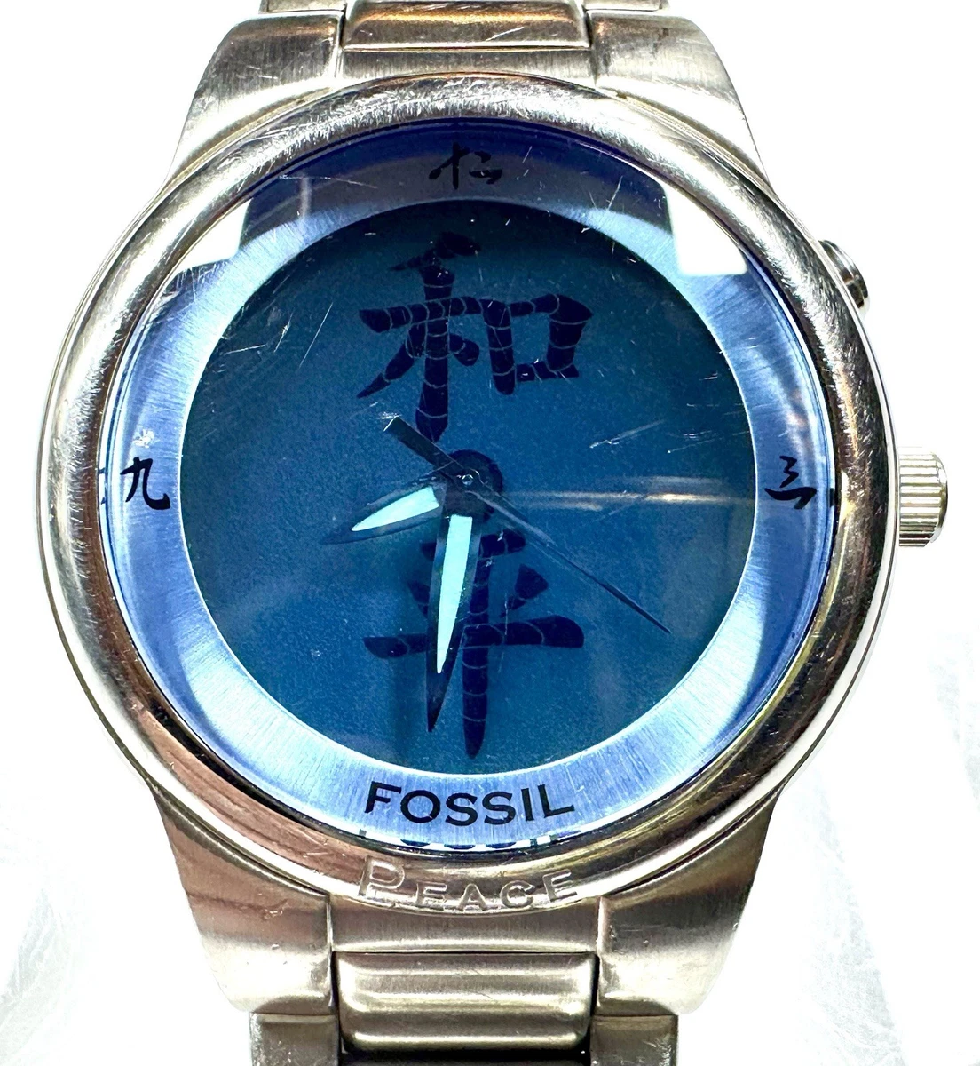 Vintage Fossil Big Tic JR-8079 - Excellent Running Condition! Stunning Blue Face Fossil big tic vintage - Gem main image 2