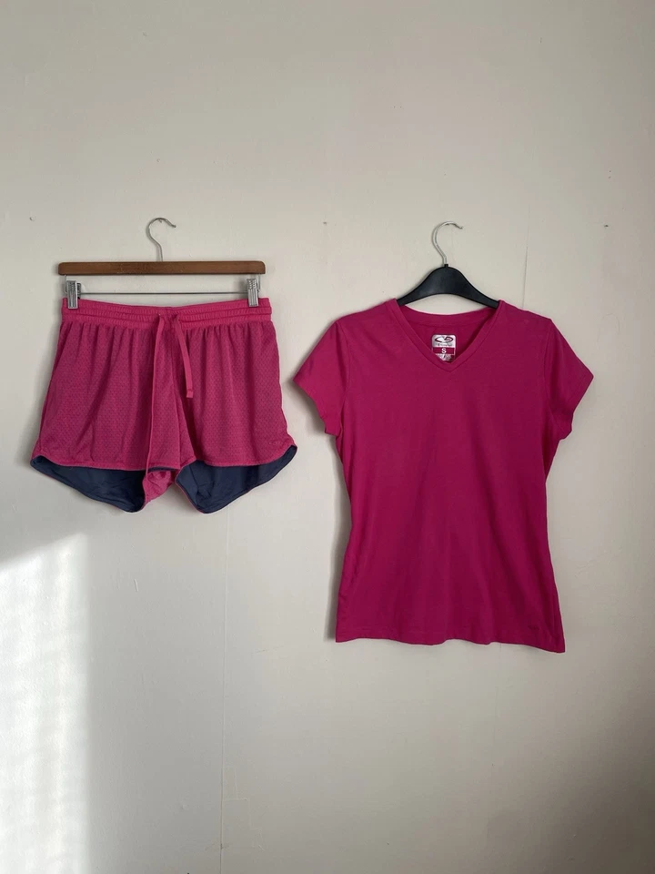 Champion Pink V-Neck Top & Running Shorts Activewear Gym Bundle Women’s UK 10-12 - Image 4 of 4