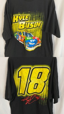 Vintage Y2K Kyle Busch M&M T-Shirt 3XL NASCAR Short Sleeve Black Double Side