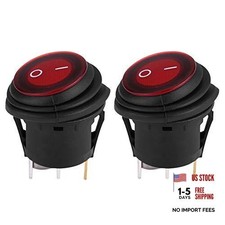 2Pcs Rocker Switch 12V 24V, 20A LED Light Bar Switch with Red Light, 3Pin On