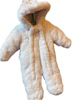 George Snowsuit for Ages 0-3 Unisex Baby Pramsuit White Faux Fur Hooded
